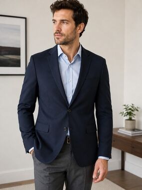 BOSS Hugo Boss Men’s Stretch Cotton Blazer Navy Blue US 40R